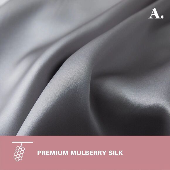 Silk Pillow Case Mulberry Silk Satin Pillow Sham Oeko-Tex Gray/Silver Sz King - Picture 4 of 10